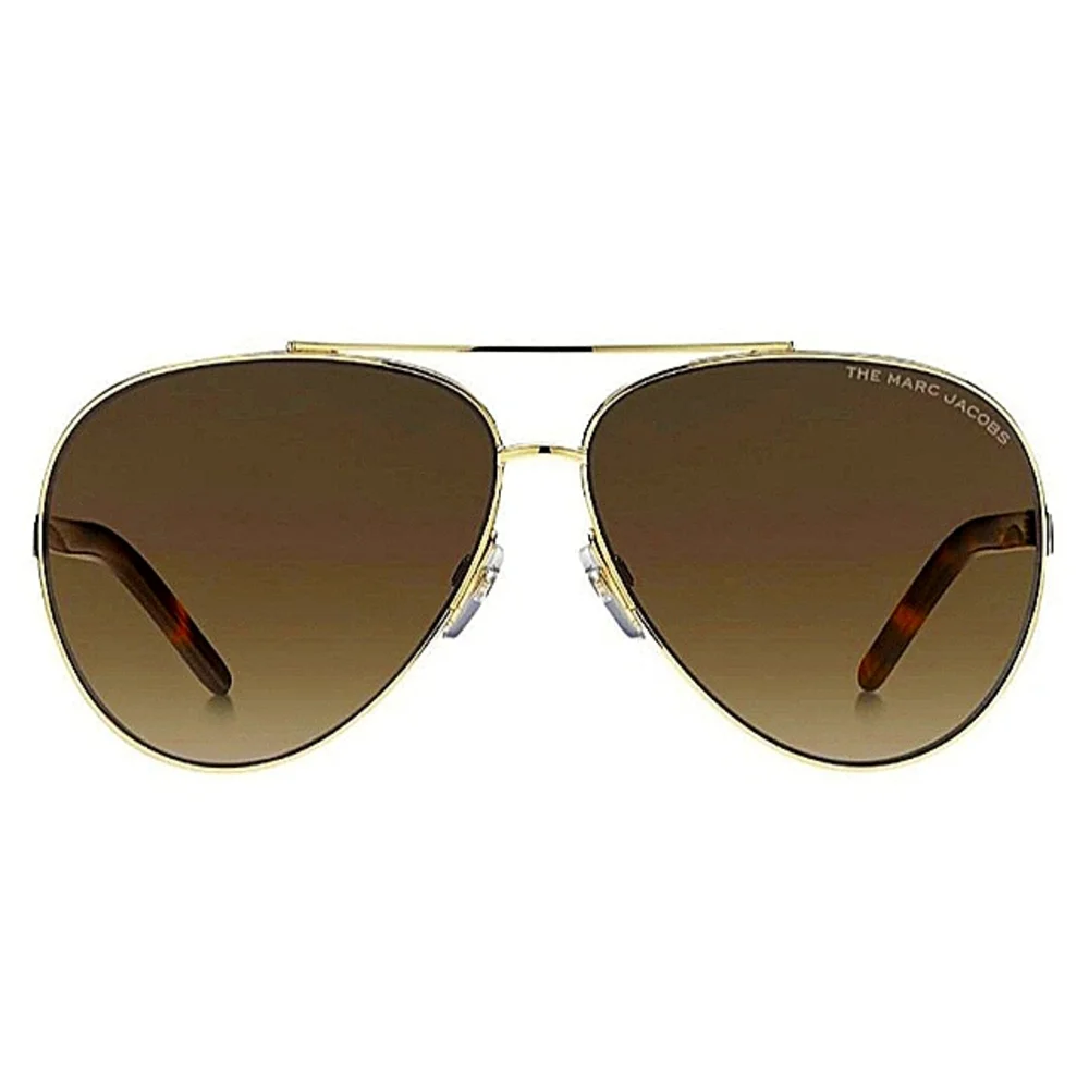 THE MARC JACOBS OVERHAUL AVIATOR SUNGLASSES DARK BROWN WITH GOLD HARDWARE NWT